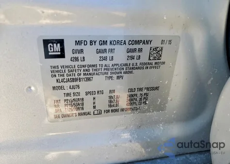 2015 Buick Encore из США, поврежденный, VIN KL4CJASB9FB113967